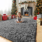Amdrebio Grey Area Rugs for Bedroom Living Room, Fluffy Fuzzy Modern Rugs for - Image 4