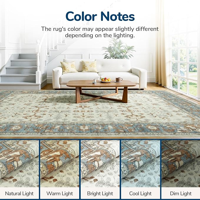 Lessymo Washable Area Rug for Living Room, 9x12 Large Rugs - Image 9
