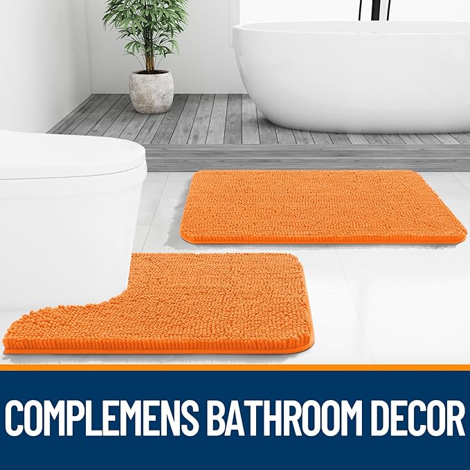 OLANLY Toilet Rugs U-Shaped 24x20, Extra Soft Absorbent Chenille Contour - Image 7