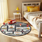 3.3ft Round Kids City Road Car Play Rug - Image 3