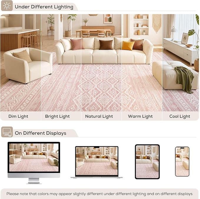 Nakagishi Area Rug Living Room Rugs: 5x7 Large Soft Machine Washable Boho - Image 9
