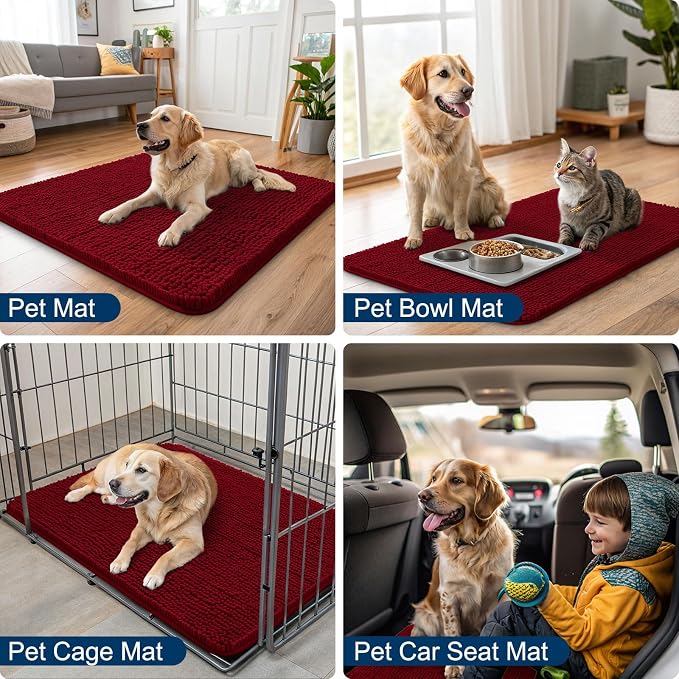 Smiry Dog Door Mat for Muddy Paws 30x20, Absorbent Dirt Trapper, Non-Slip - Image 6