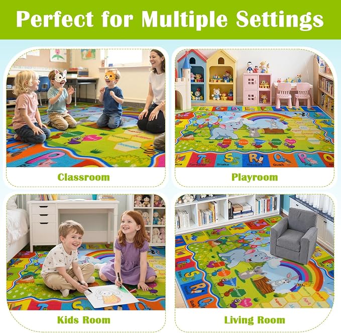 STARUIA ABC Rug for Kids Playroom, Non-Slip Educational Classroom Rug for - Image 7