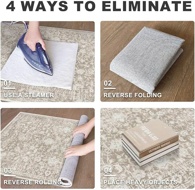 KILOCOCO Small Area Rug 2x3 Entryway Rugs Printed Vintage Floral Washable Rug - Image 8