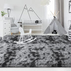 FlyDOIT Large Area Rugs for Living Room, 5x8 Feet Tie-Dyed Dark Grey Shaggy Rug - Image 4