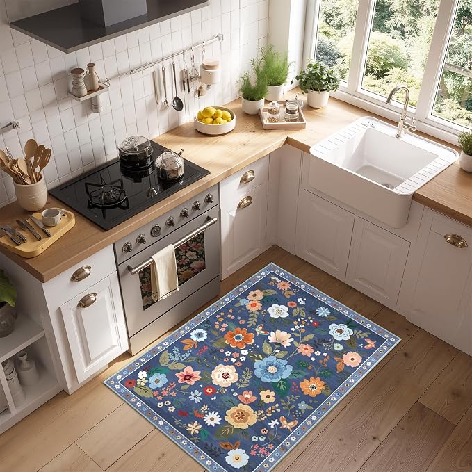 RELEANY Floral 2x3 Area Rugs Washable Print Boho Cute Carpet Non Slip Flower - Image 3