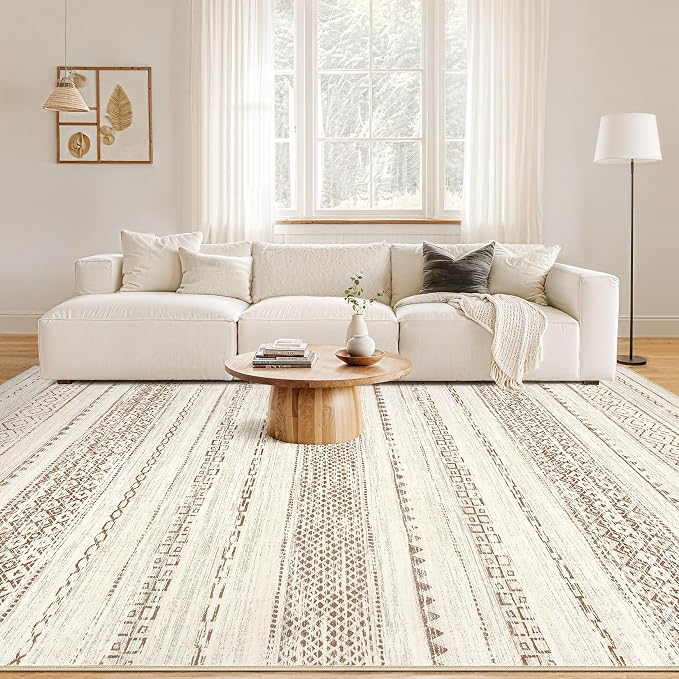 Nakagishi Area Rug Living Room Rugs: 5x7 Machine Washable Boho Large Neutral - Image 4
