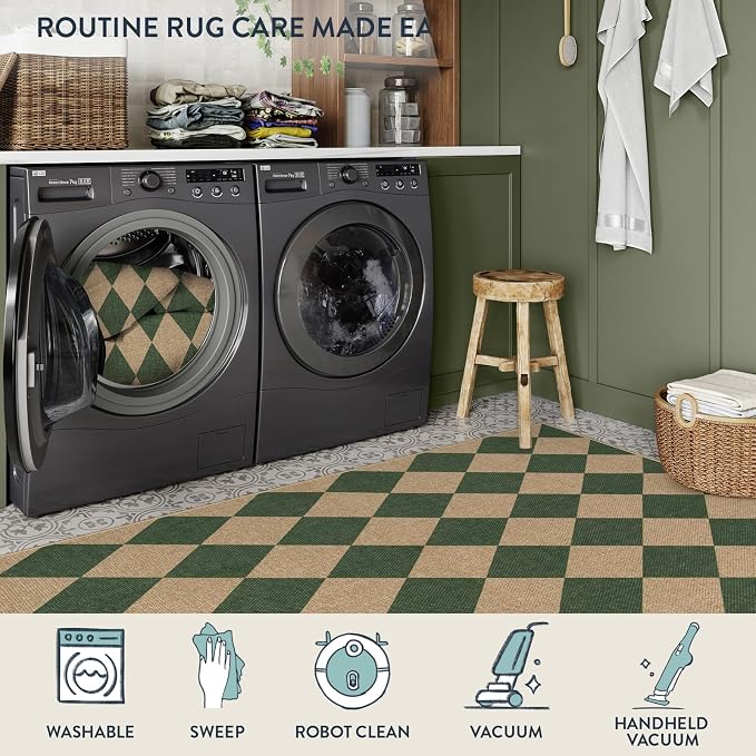 Lahome Colette Checkered Washable Rugs 8x10, Easy Jute Rug - Image 6