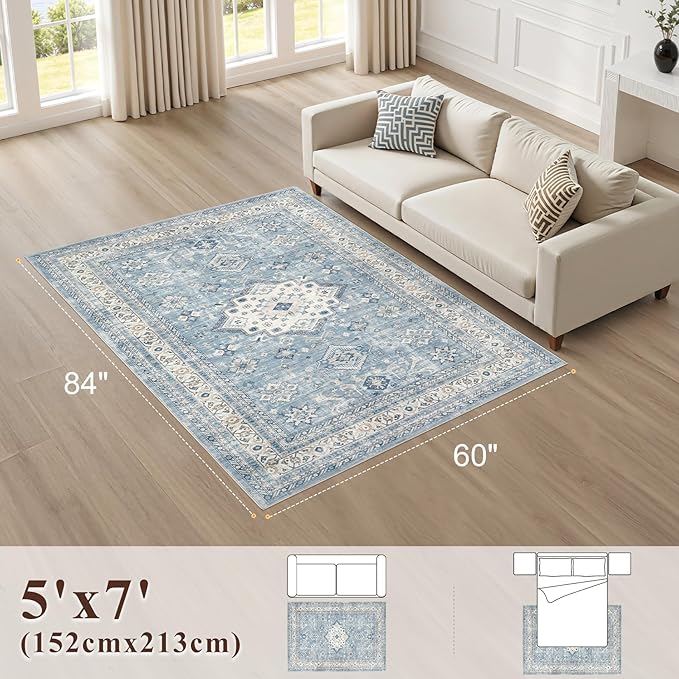 Vintage Living Room Area Rug 5x7 - Image 2