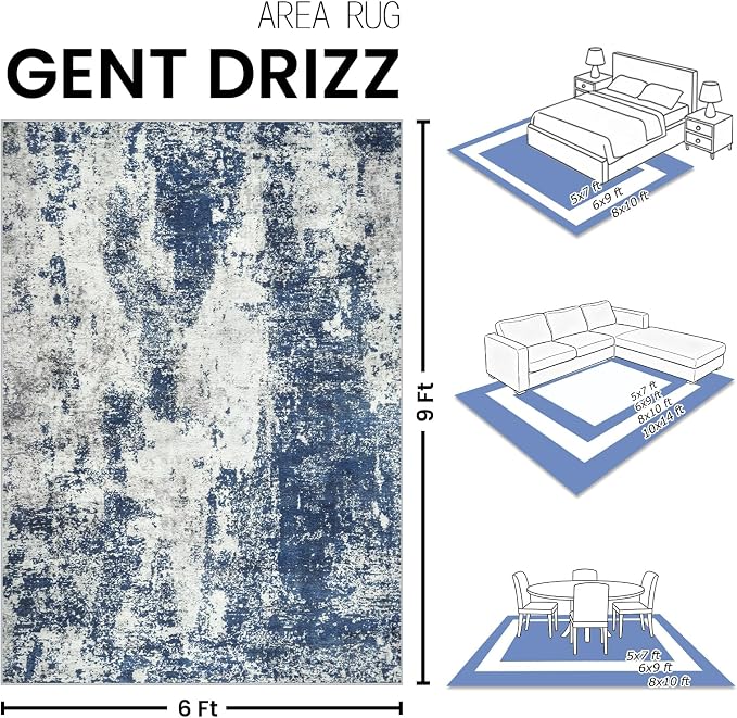Area Rugs 6x9 Living Room: Large Soft Washable Rug Modern Abstract Anti-Skid - Image 2