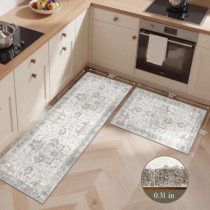 GENIMO Kitchen Rugs Non Slip Washable, Cushioned Standing Mat, Kitchen Runner - Image 2