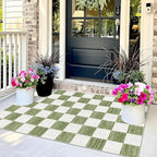 Green White Checkered Entry Rug - Image 3