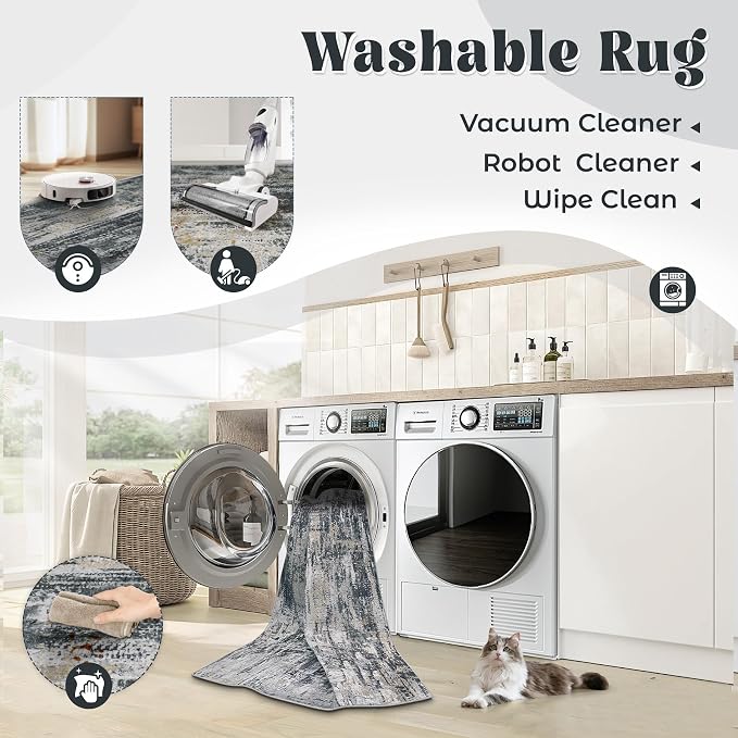 XLUEZ 5x7 Area Rugs for Living Room, Washable Modern Abstract Large Area Rug - Image 2