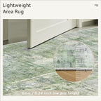 Soalmost 5x8 Area Rugs Green/Ivory Low Pile Indoor Washable Trendy Faded Style - Image 7
