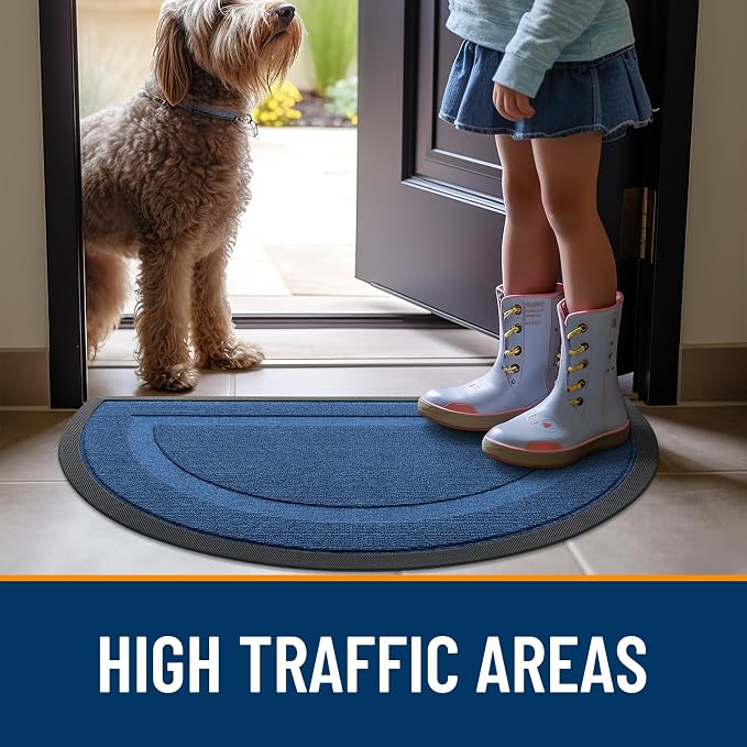 OLANLY Half Circle Door Mat Indoor Outdoor Entrance Welcome, Waterproof - Image 7