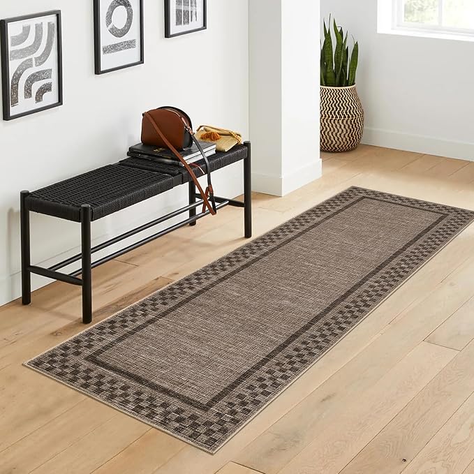 Washable Runner Rug 2x10 Modern Bordered Hallway Runner Rug Non Slip Kitchen - Image 9