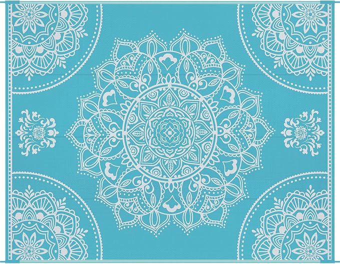 Pauwer Waterproof Outdoor Rug 8x10, Reversible Plastic Straw Patio Camping Rug - Image 9