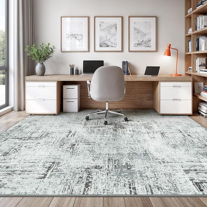 Rugflix 9x12 Washable Area Rugs, Neutral Boho Carpet Living Room Rug Non Slip - Image 8