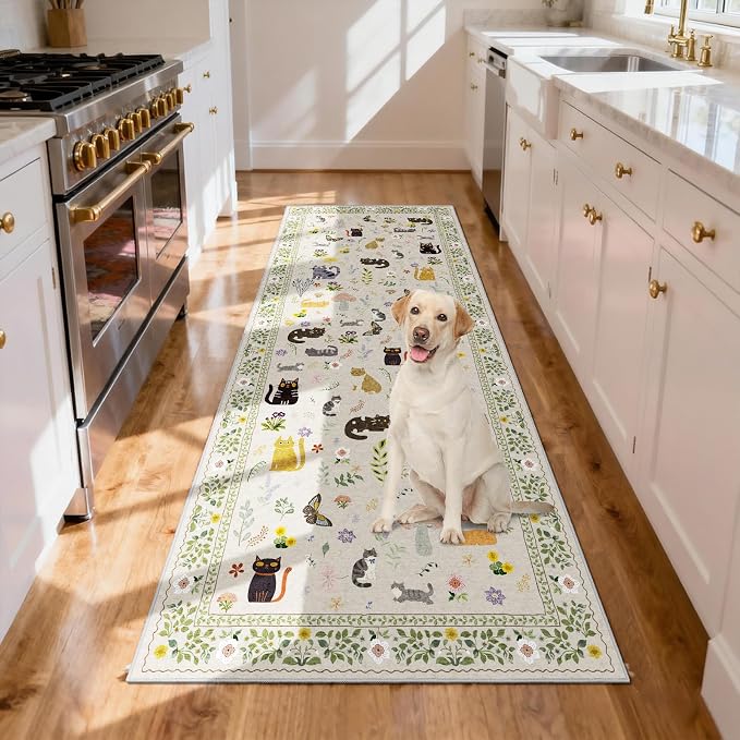 2x8 Washable Rug Runner, Non Slip Low Pile Hallway Cat Runner Rug, Stain - Image 8