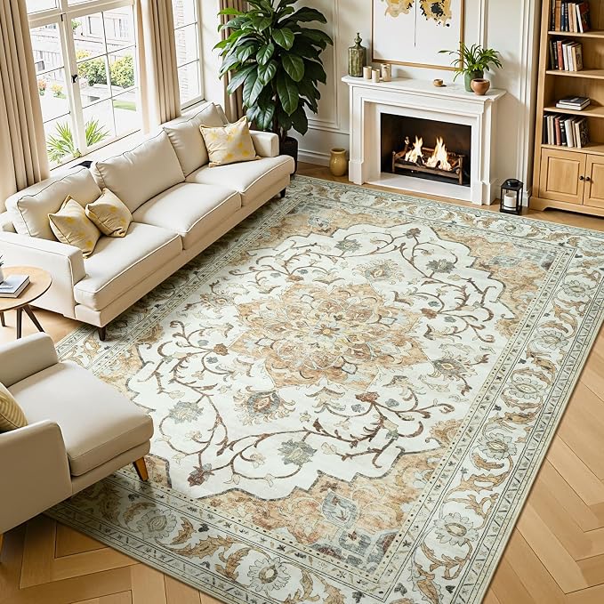 Lessymo Washable Area Rug for Living Room, 9x12 Large Rugs by Lessymo