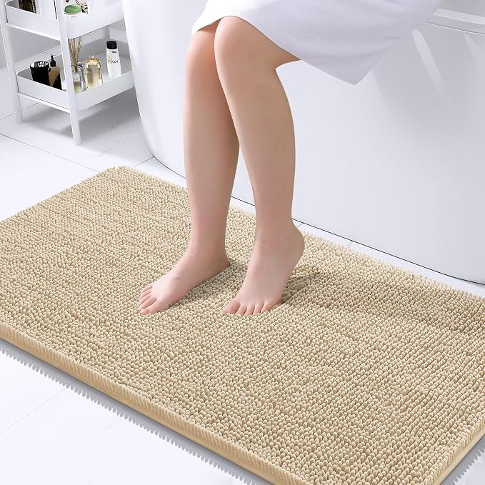 OLANLY Large Bathroom Rugs 45x27, Extra Soft Absorbent Chenille Bath Rugs by OLANLY