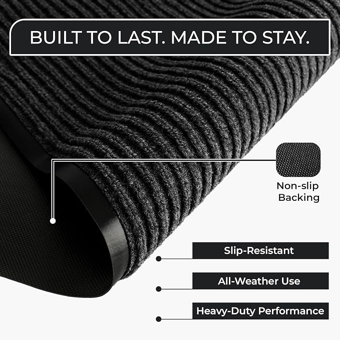 Commercial Door Mat 4'x16' Charcoal, Heavy Duty Industrial Floor Mat - Image 2