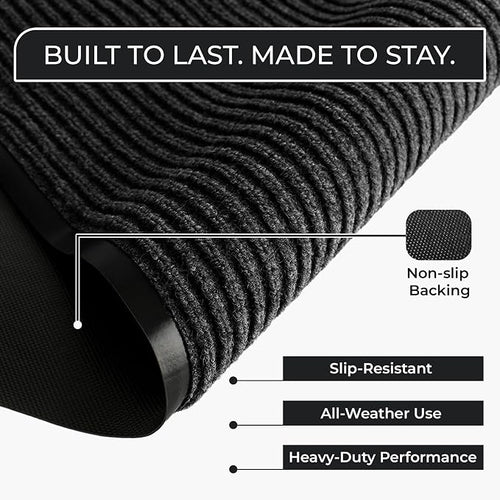 2 Pack Charcoal Commercial Door Mat 3'x5' Heavy Duty Industrial Floor Mat - Image 2