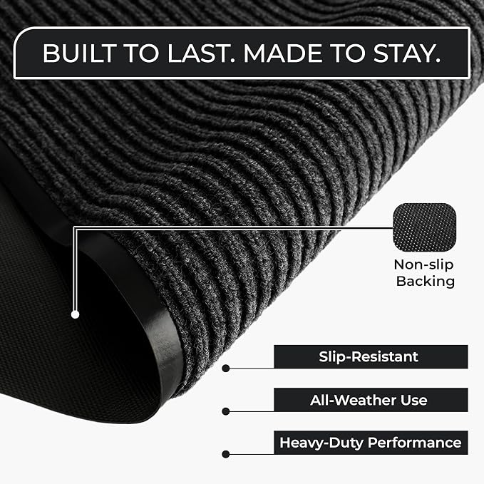 4 Pack Charcoal Commercial Door Mat 3'x5' Heavy Duty Industrial Floor Mat - Image 2