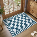 GarveeHome Blue and White Checkered Rug 2x3 Washable Rug Non-Slip by GarveeHome