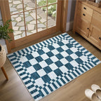 GarveeHome Blue and White Checkered Rug 2x3 Washable Rug Non-Slip by GarveeHome