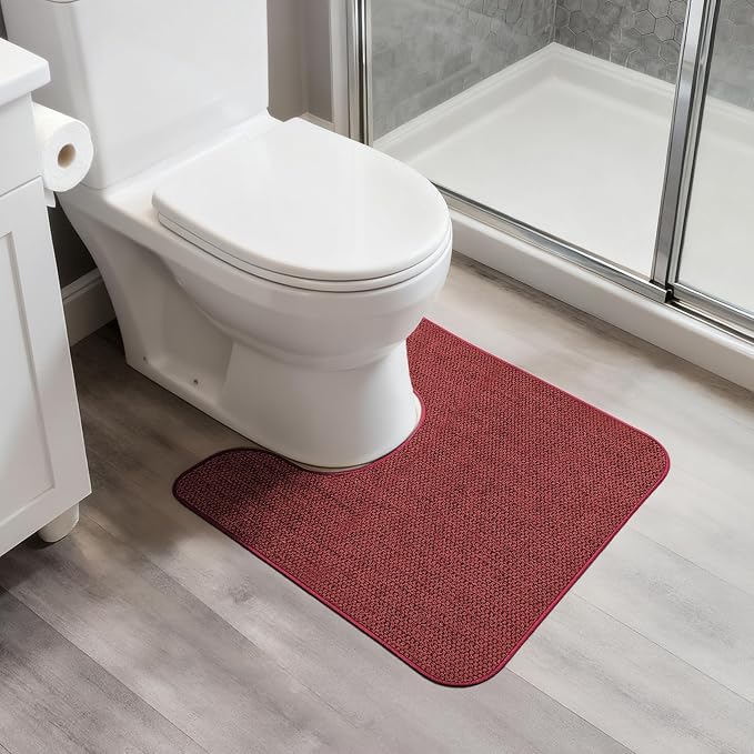 Bosap Toilet Rugs U Shaped Bathroom Rug, Machine Washable Non Slip Quick Dry by BosapDirect