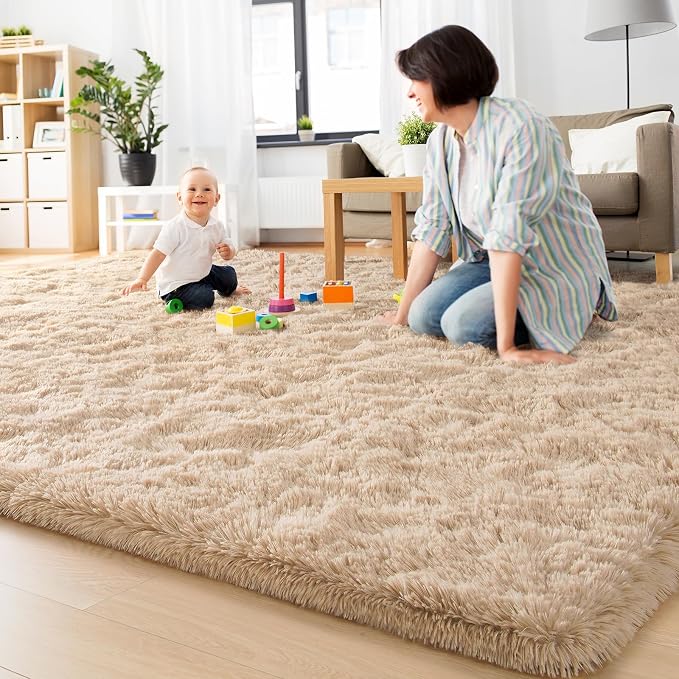 BENRON Soft Fluffy Rugs for Living Room 8 x 10 Light Tan, Extra Large Area Rug - Image 6