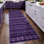 SERISSA 2x5 Kitchen Runner Rug, Washable Non-Slip Purple and White Boho Rug by SERISSAHomeDecorCollection