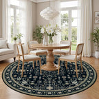 Round Area Rug for Living Room: 4 ft Washable Vintage Boho Soft Thin Circle Rug - Image 3