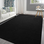 Pettop 7x10 ft Black Area Rugs for Bedroom Living Room, Washable Memory Foam by Pettop