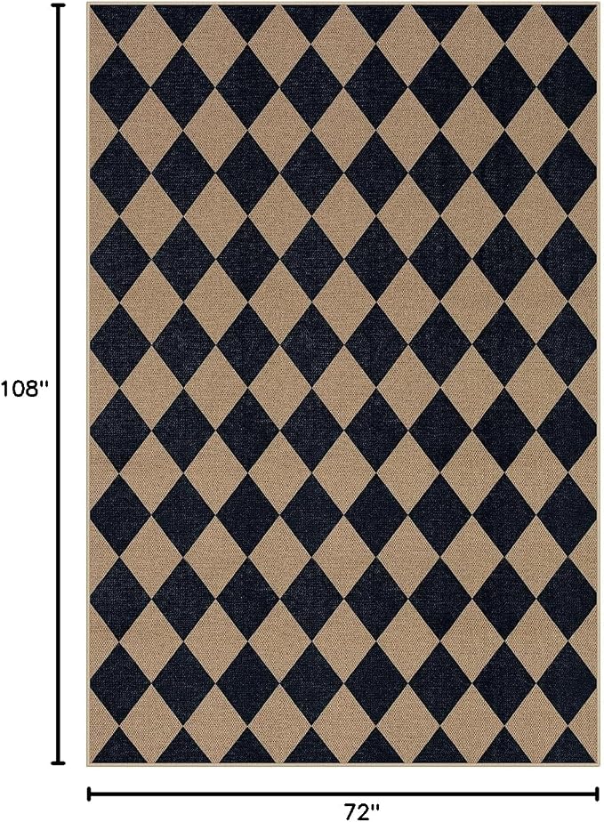 Lahome Colette Checkered Easy Jute Patio Rug, 6x9 Washable Indoor Outdoor Rug - Image 2