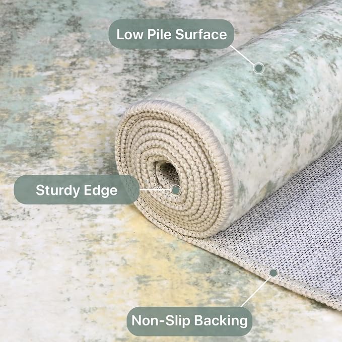 BEIMO Round Rugs 8FT for Living Room Bedroom, Modern Abstract Machine Washable - Image 9