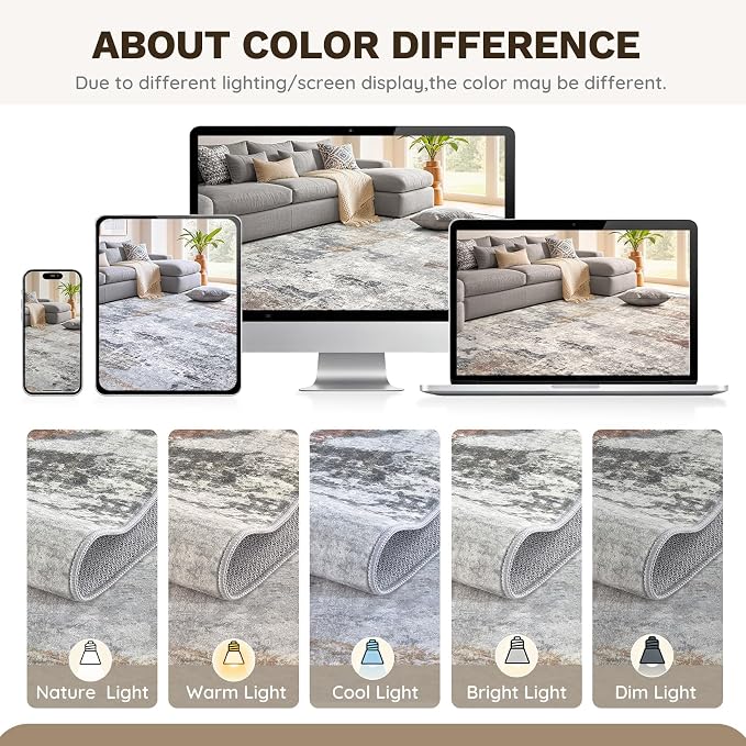 DMOYEST 7x9 Area Rugs for Living Room, Washable Large Abstract Rug, Non Slip - Image 8