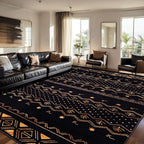 SERISSA 8x10 Area Rugs for Living Room, Washable Non-Slip Black and Gold Boho by SERISSAHomeDecorCollection