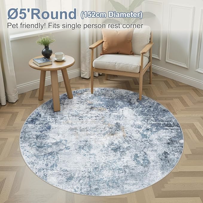 DMOYEST 5ft Round Area Rug for Living Room - Image 2