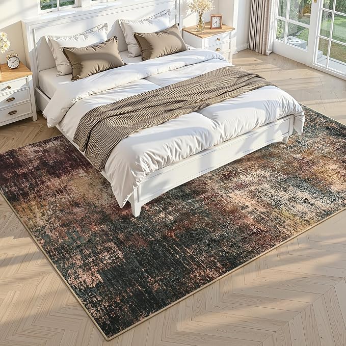 Toneed Abstract Area Rug Modern Washable Rug Soft Non Slip Rug Low Pile - Image 2