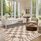 GarveeHome 8×10 Area Rugs for Living Room, Modern Brown Checkered Rug, - Image 3