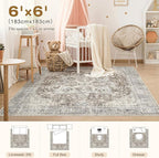Tortania 6' Square Area Rug Living Room Rugs - Image 8