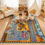Kids Play Rug 4x5 Ft, Non-Slip Car Rug Play Mat, Washable Soft Construction - Image 3