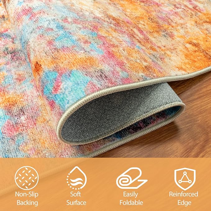 8x10 Area Rugs for Living Room Rug Washable: Abstract Large Rug for Dining Room - Image 4
