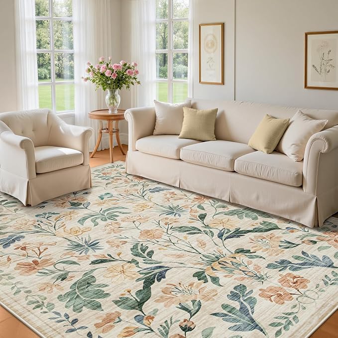 8x10 Area Rugs Washable Rug: Large Boho Living Room Rug Soft Non-Slip Low Pile - Image 2