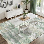 DCX Abstract Area Rug 4x6, Washable Sage Green Modern Rug - Image 2