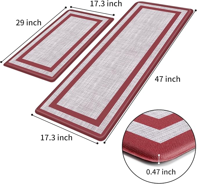 Mattitude Kitchen Mats Set of 2 Cushioned 0.47 inch Thick Rugs Non-Skid - Image 3