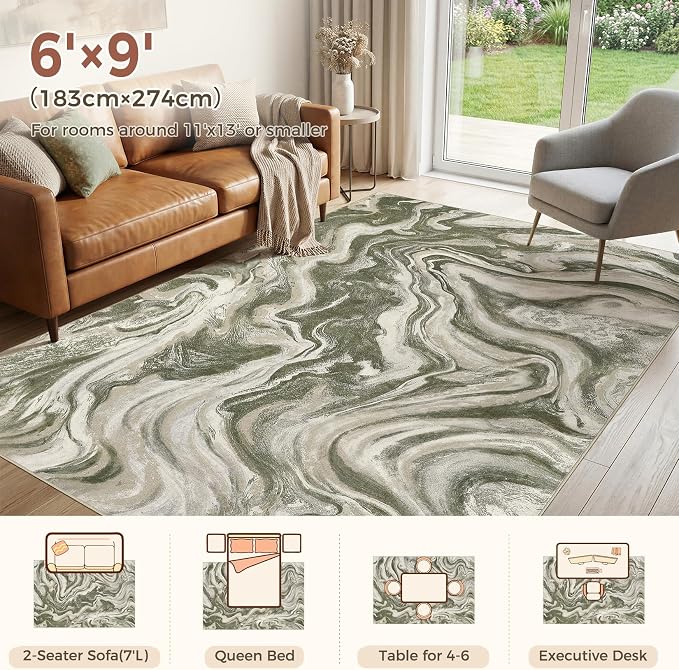 DMOYEST Living Room Area Rugs-6x9 Abstract Large Soft Indoor Washable Rug - Image 3