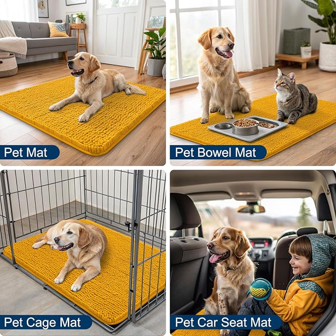 Smiry Dog Door Mat for Muddy Paws 30x17, Absorbent Dirt Trapper, Non-Slip - Image 6